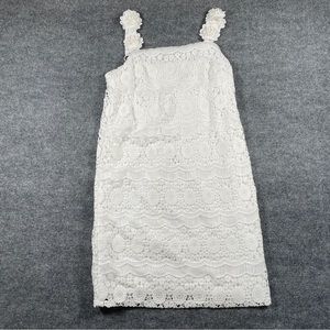 Laundry by Shelly Segal White Flower Strap Shift Dress